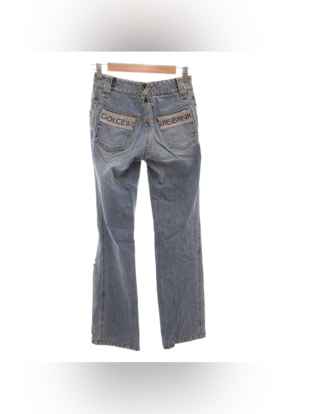 VTG y2k Dolce & Gabbana 2003 Rhinestone Spellout Flare Jeans IT 36 US 0 / 1